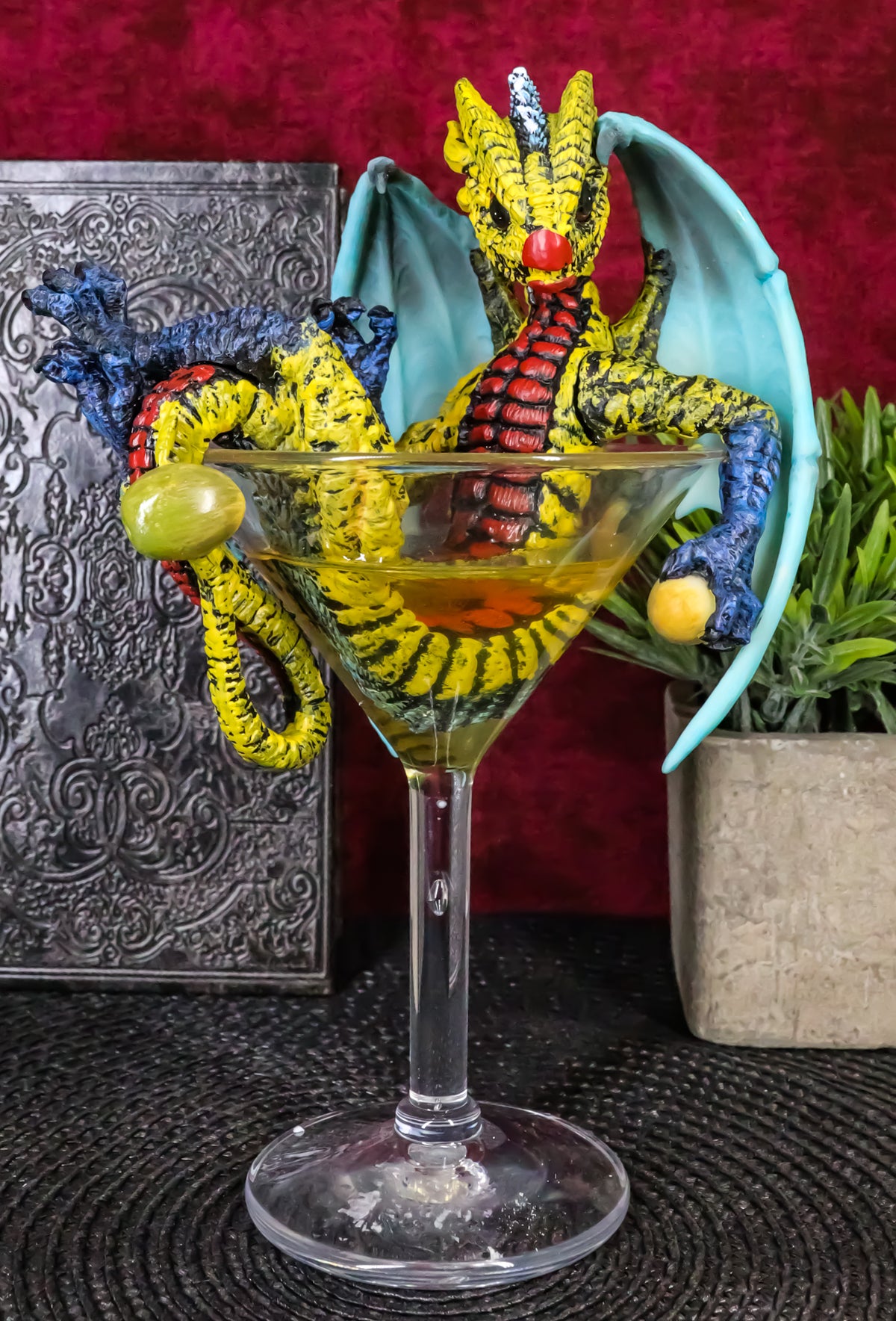 Ebros Drunken Beverage Spirit Dragon Statue 7.75" Tall Figurine (Martini Dragon) - Ebros Gift