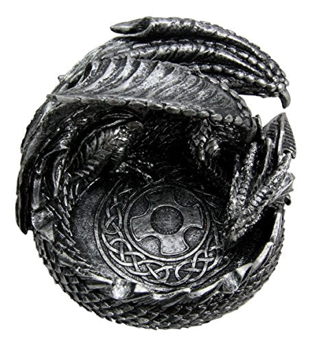 Ebros Gift Smaug Mountain Castle Dragon in Repose Round Cigarette Ashtray Figurine