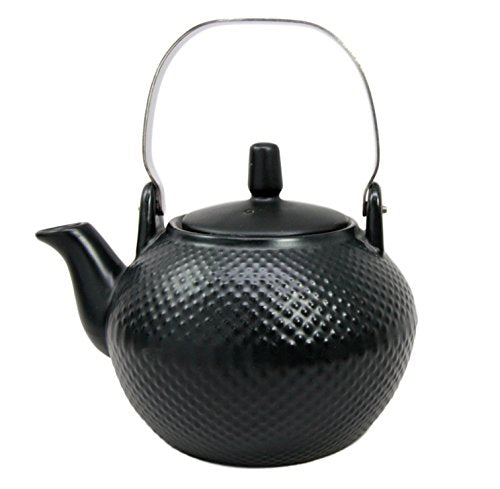 Ebros Gift Imperial Spotted Texture Teapot With Stainless Steel Handle 28oz (Black)