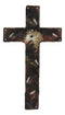 Rustic Western Colorful Horses Breeds Faux Tooled Leather Finish Wall Cross 11"