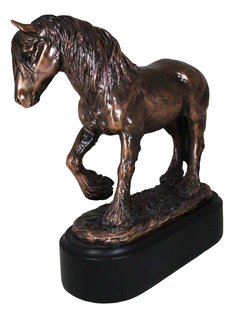 Rustic Western Clydesdale Tinker Mare Horse Pony Figurine With Trophy Base