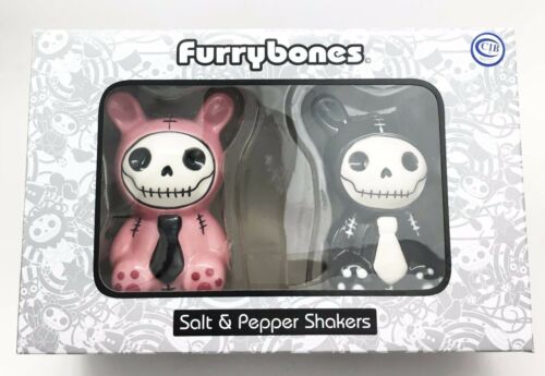 Ebros Furrybones Bunnie Rabbit Skeleton Monster Ceramic Salt Pepper Shakers Set