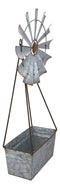 Vintage Galvanized Metal Windmill Wall Hanging Basket Planter Mail Holder 25"H