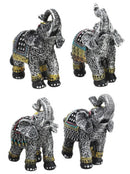 Majestic Indian Elephant Festival Hinduism Decorated Elephants Statue Set of 4