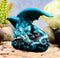 Ebros Small Aqua Blue Whimsical Dragon On Ocean Rock Statue 3.75"Long Fantasy