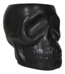 Pack Of 2 Black Ceramic Day Of The Dead Ghastly Skull Planter Bowl Pot Figurine