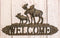 Cast Iron Rustic Forest Elk Moose With Calf Floral Wall Welcome Sign Cutout