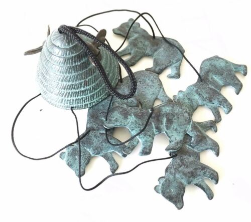 Mountain Bear And Bee Hive Abstract Brass Resonant Wind Chime Patio Garden Decor - Ebros Gift