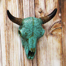 Ebros 10" Wide Western Southwest Steer Bison Buffalo Bull Cow Horned Skull Head Turquoise Floral Lace Design Wall Mount Decor - Ebros Gift