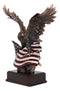 Ebros Large 14.5" Tall Bald Eagle Perching On American Flag Figurine With Base