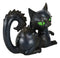 Wicca Witchcraft Mystical Curling Black Cat With Green Eyes Halloween Figurine