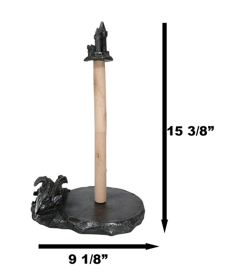 Medieval Draco's Swipes Sleeping Dragon By Castle Fort Paper Towel Holder Stand
