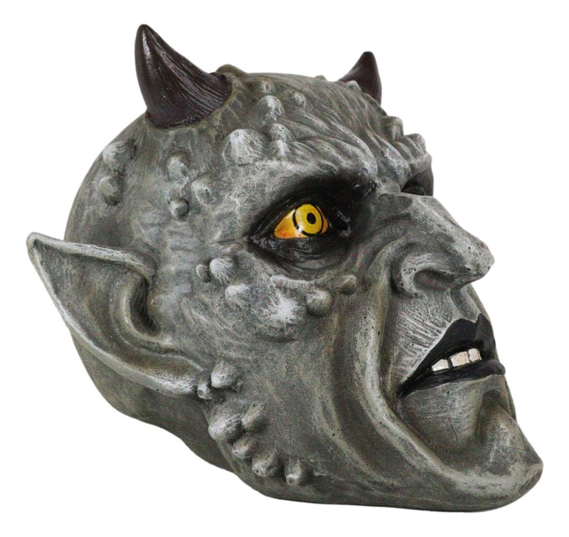 Horned Demon Skull Figurine 6.75"L Hell Spawn Skeleton Inferno Sculpture