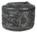 Round Celtic Dragon Vault Spirit Rune Knotwork Silver Decorative Jewelry Box