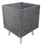 Set of 2 Contemporary Gray Fiber Clay Square Cube Planters Pots With Wooden Feet