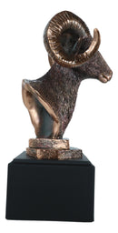 Rustic Country Wildlife Bighorn Sheep Ram Bust Sculpture with Trophy Base 8"H