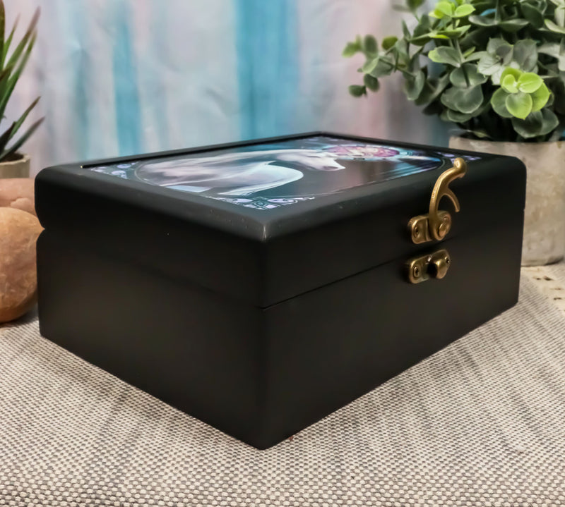 Spirit Enlightenment Sacred Unicorn Art Tile Wooden Tarot Cards Decorative Box