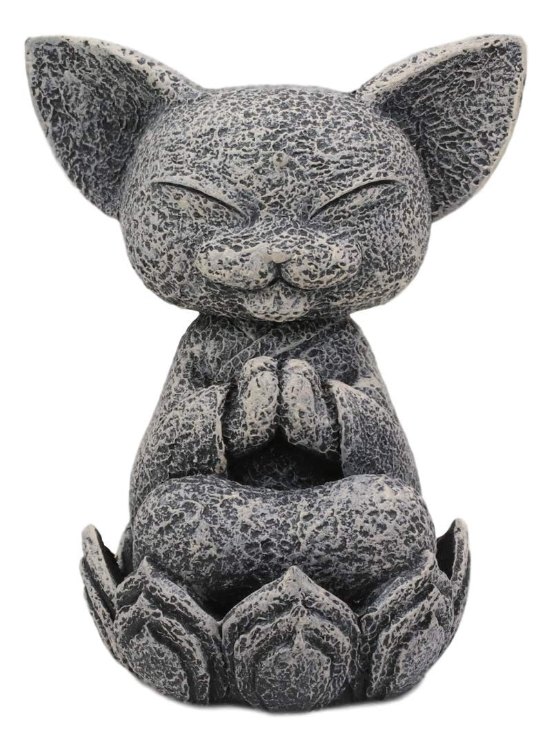 Ebros Feng Shui Zen Japanese Jizo Cat Monk On Lotus Throne Mini Statue 4" Tall