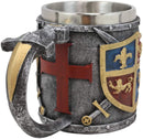Ebros Lion And Fleur De Lis Coat Of Arms Crusader Knight Drinking Mug Cup Decor
