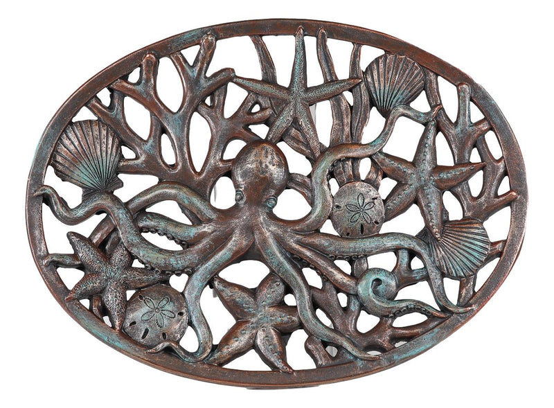 Ebros Nautical Marine Octopus Sand Dollars Starfishes And Shells Wall Art Decor Plaque