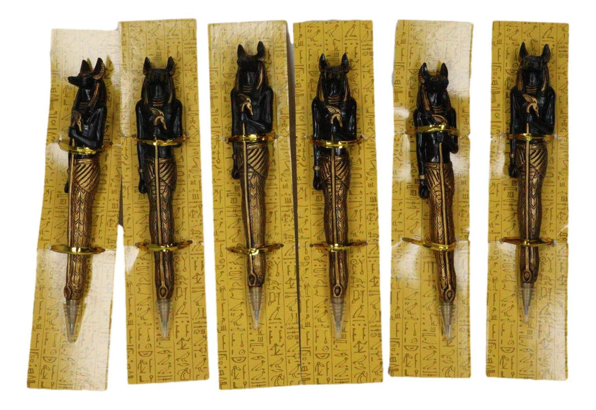 Egyptian Anpu Temple Of Anubis Hieroglyphic Ballpoint Pen Set of 6 Gods Of Egypt