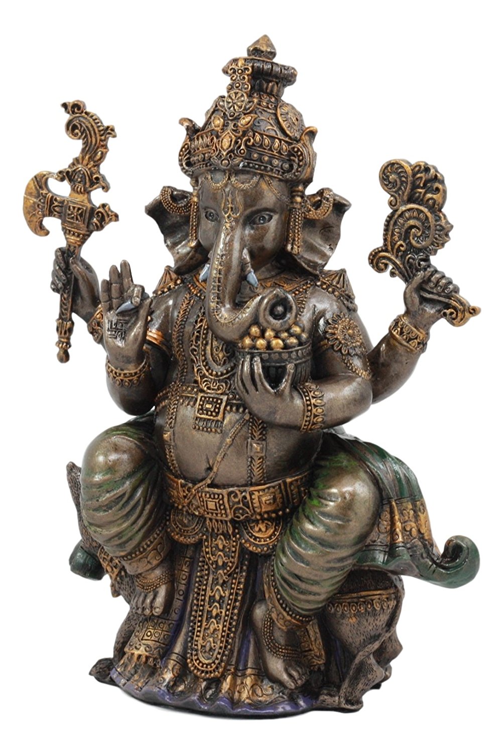 Ebros Hindu Lord Ganesha Sitting On Throne Statue Elephant God Hoysala Empire Ganapati - Ebros Gift
