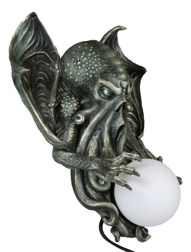 Great Old Ones Cthulhu Kraken Octopus Holding Spherical Ball Lamp Wall Sconce
