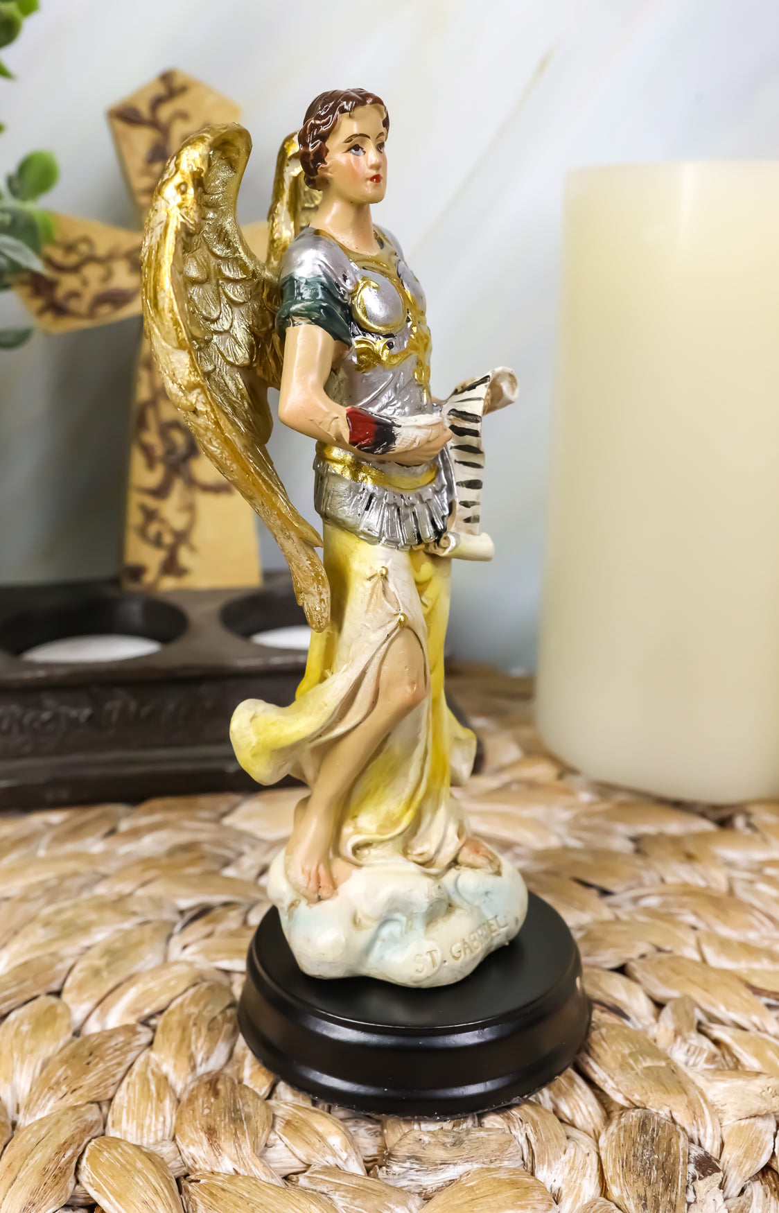 Archangel Gabriel Messenger Of God Holding Scroll Figurine Catholic Church Saint - Ebros Gift
