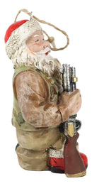 Hunter Santa Claus W/ Rifle And Black Dog Christmas Tree Hanging Ornament Decor