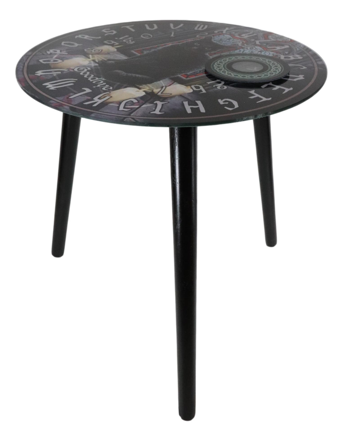 Sacred Circle Wicca Tarots Black Cat Ouija Spirit Board W/ Glass Top Table 16"H