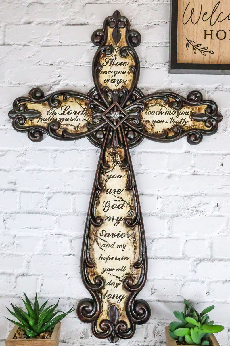 Western Scrollwork Fleur De Lis Show Me Your Ways Oh Lord Prayer Wall Cross