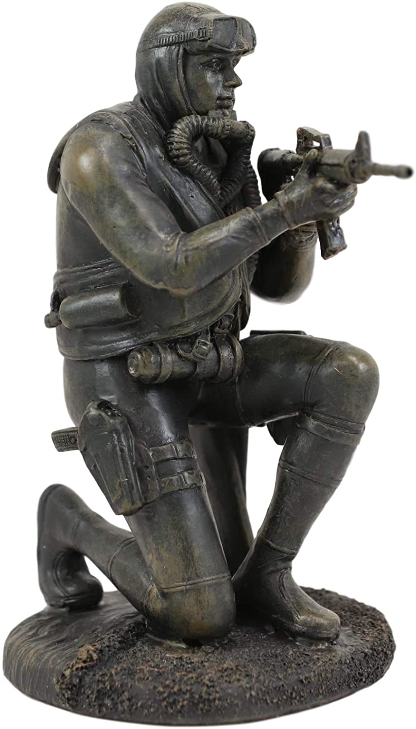 Ebros Battlefield Navy Seal Diver Soldier Taking Aim with Rifle Statue 6" H