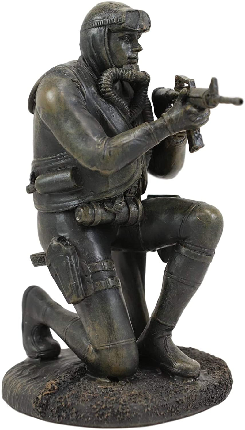Ebros Battlefield Navy Seal Diver Soldier Taking Aim with Rifle Statue 6" H