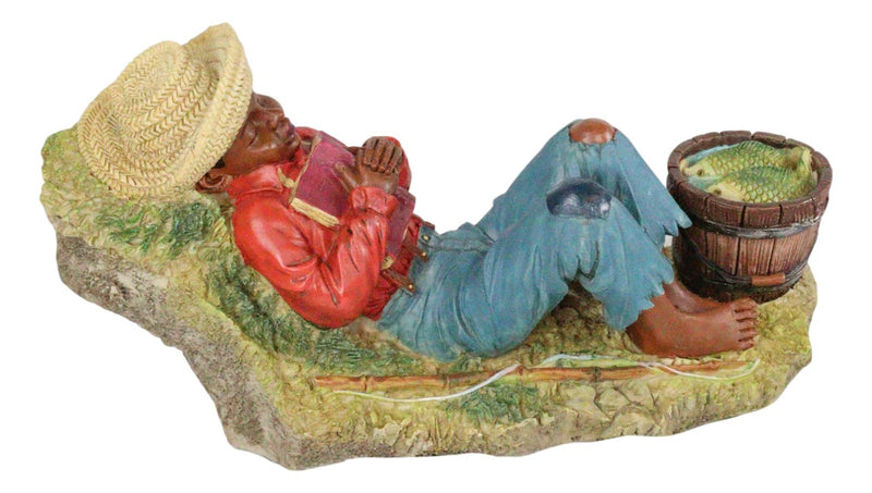 Ebros Black Americana History African American Boy Sleeping By A Creek Figurine