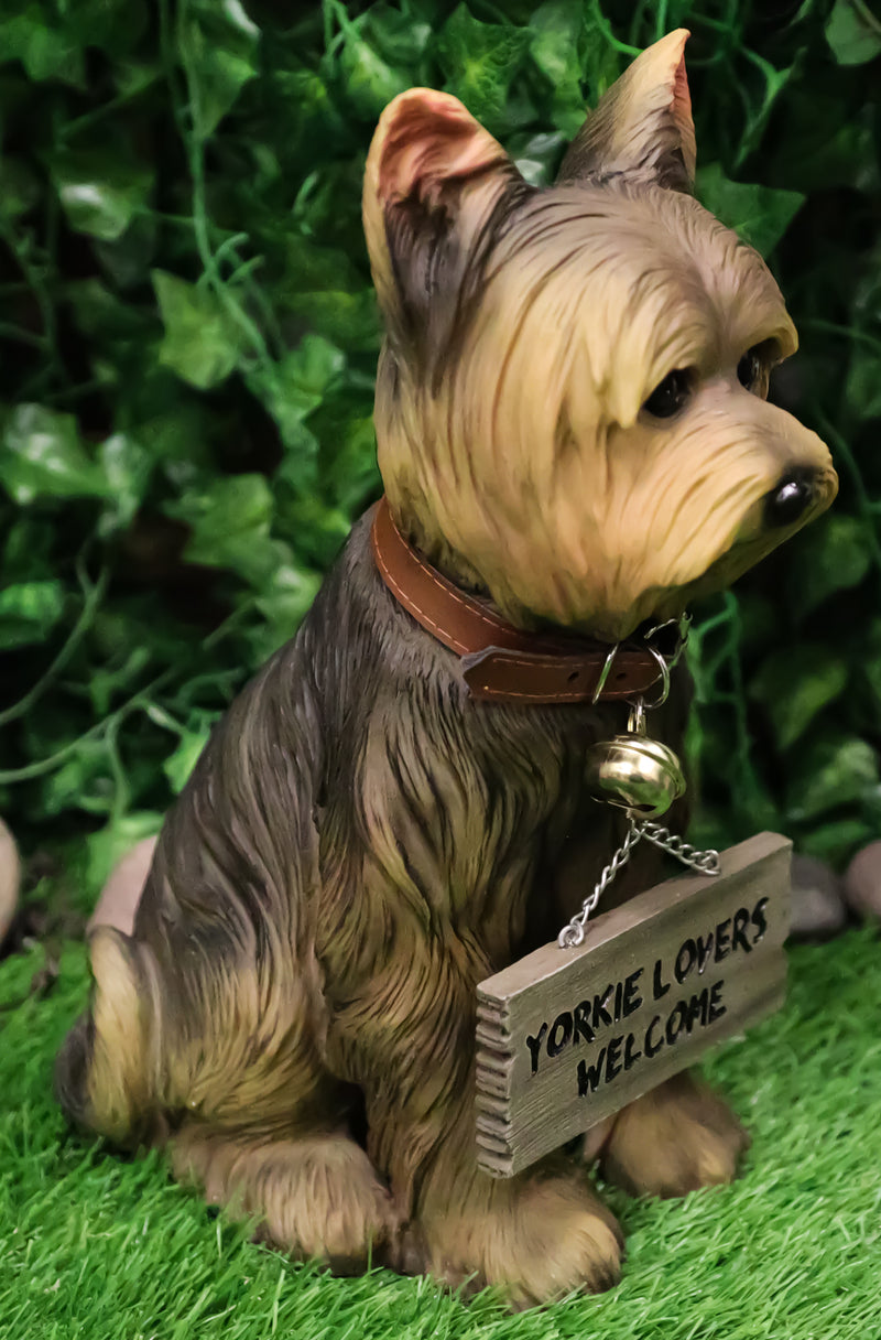 Ebros Gift Yorkie Dog with Double Sided Sign Indoor/Outdoor Statue