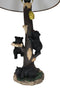 Rustic Forest Climbing 3 Black Bear Cubs On Tree Getting Beehive Table Lamp