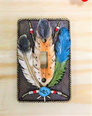 Ebros Southwestern Tribal 3 Feathers (Single Toggle Switch Cover Set of 2)