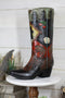Rustic Country Black Bear Pine Trees Cherries Cowboy Boot Vase Planter Figurine