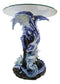Elemental Frozen Ice Mother Dragon With Hatchling Baby Sculptural Side End Table