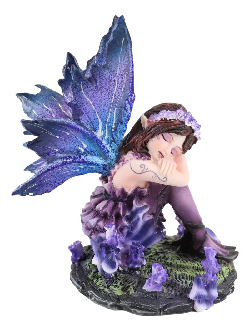Ebros Sleeping Meadow Lavender Girl Fairy Garden Statue Lazy Summer Day Napping Fairy