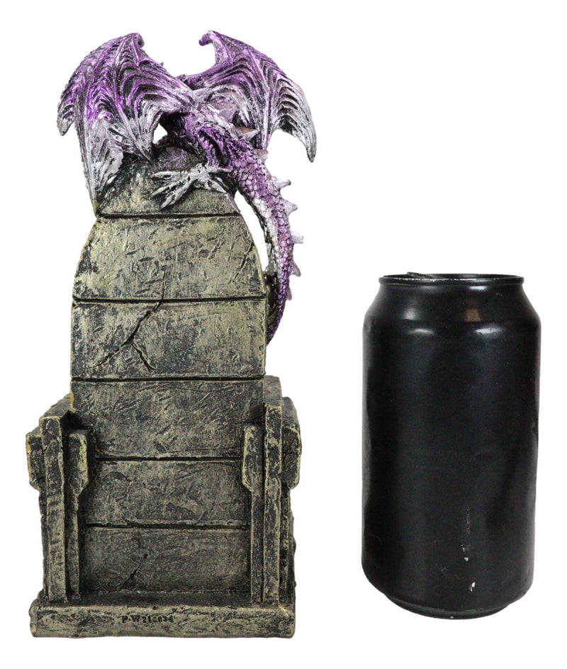 Medieval Purple Dragon On King's Landing Throne With LED Crystals Figurine