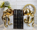 Ebros Contemporary Gold Color Octopus Light Duty Bookends Statue Set