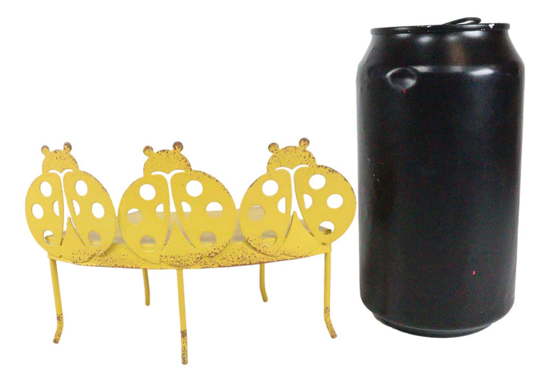 Pack Of 2 Enchanted Fairy Garden Miniature Metal Yellow Ladybug Nook Park Bench