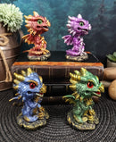 Ebros Gift Set of 4 Whimsical Wyrmling Baby Dragons Bobblehead Small Figurines