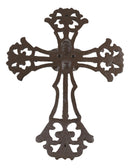 Cast Iron Rustic Southwest French Lily Fleur De Lis Scroll Art Wall Cross Decor