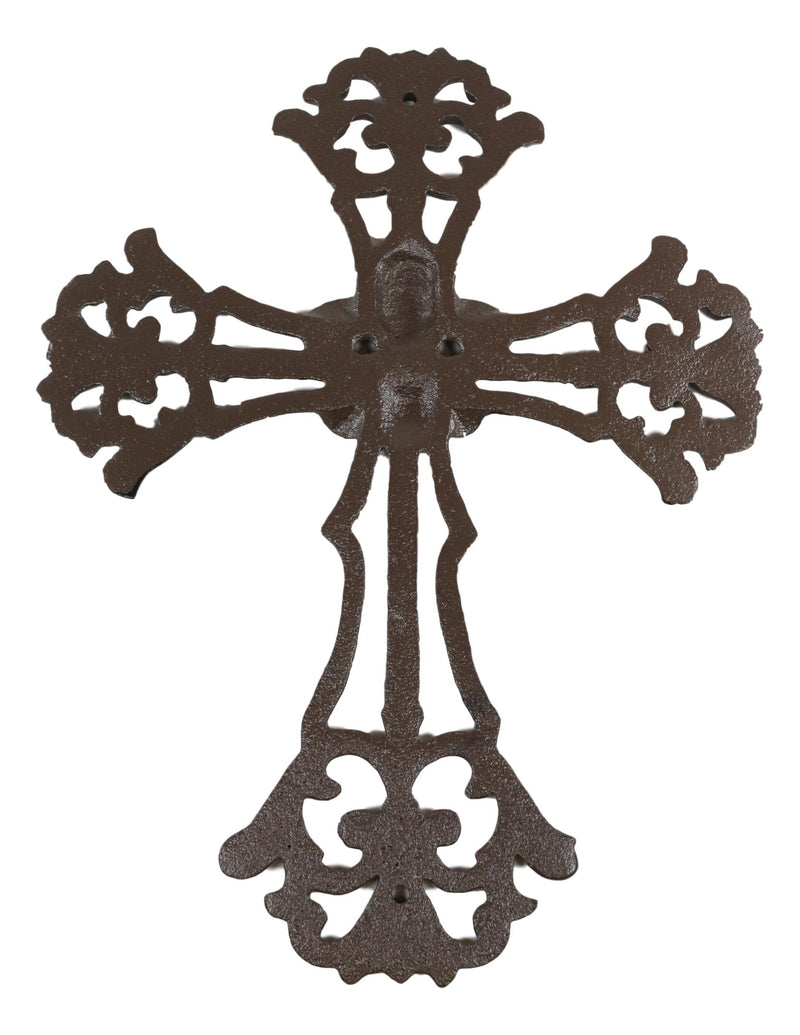 Cast Iron Rustic Southwest French Lily Fleur De Lis Scroll Art Wall Cross Decor