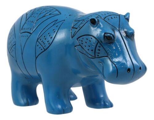 Ebros Egyptian Goddess Taweret Statue 6" Long Blue Nile River Hippopotamus Fertility Deity with Hieroglyphs Figurine Hippo Talisman As Gods of Egypt Pharaoh Kingdom - Ebros Gift