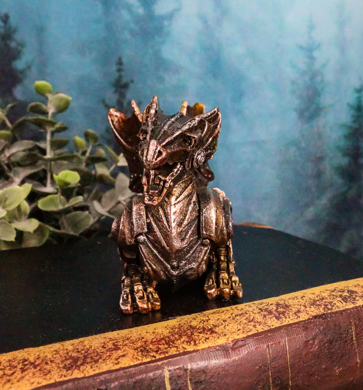 Small Photon Steampunk Cyborg Dragon Statue Mechanical Robotic Winged Beast