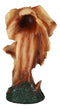 Safari Wildlife Elephant Father And Calf With Trunk Up Bust Faux Wood Figurine