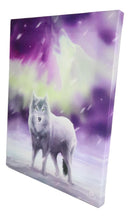 Ebros Anne Stokes Aurora Borealis Howling Wolf Wood Framed Picture Canvas Wall Decor